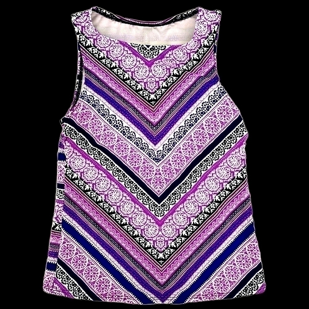 Lands' End Women's 4 Tankini Boho Purple Swim Top